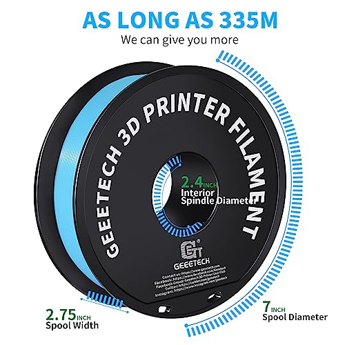 Geeetech 1.75mm PLA 3D Printer Filament, 1kg Spool (2.2lbs), Upgrade Tidy Winding Tangle-Free, Dimensional Accuracy +/- 0.02mm, Water Blue
