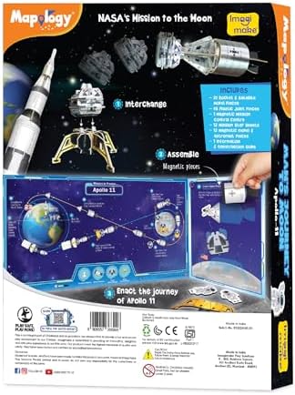 Imagimake Mapology Man's Journey to Moon | NASA Mission Apollo 11 | Rocket & Satellite Model Making Set | Space Toys for ages 8-13 | Educational Science Kits for Kids Age 8-12 | Gifts for Boys & Girls