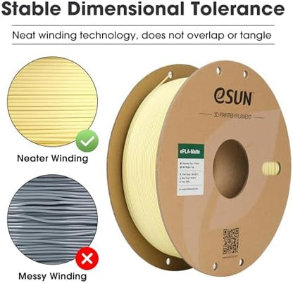 eSUN Matte PLA Filament 1.75mm, Matte 3D Printer PLA Filament, 1KG Spool 3D Printing Filament for 3D Printers, Paper Reel, Almond Yellow