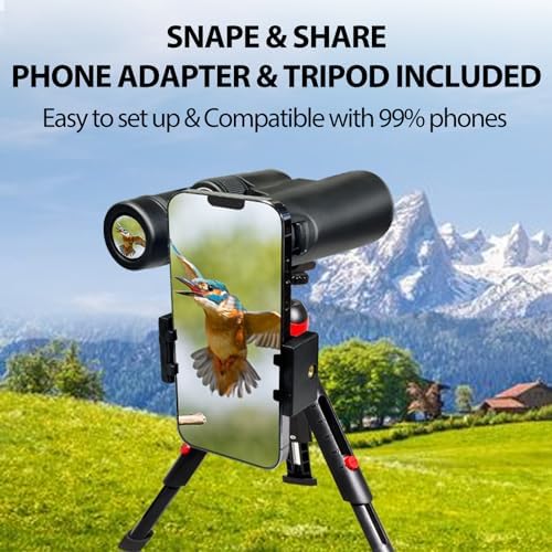 Gosky 8x42 Roof Prism Binoculars for Adults, HD Professional Binoculars for Bird Watching Travel Stargazing Hunting Concerts Sports-BAK4 Prism FMC Lens-with Phone Mount Tripod Strap Carrying Bag