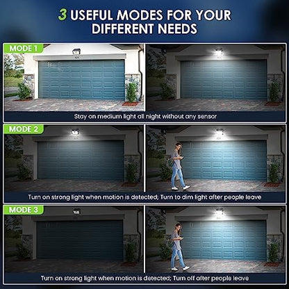 [6 Packs] Solar Motion Lights Outdoor, Ultra Bright Solar Fence Lights with Motion Sensor, IP65 Waterproof Security Light 3 Modes, 270° Lighting Angle, Wall Lights for Deck Patio Fence Garage Door