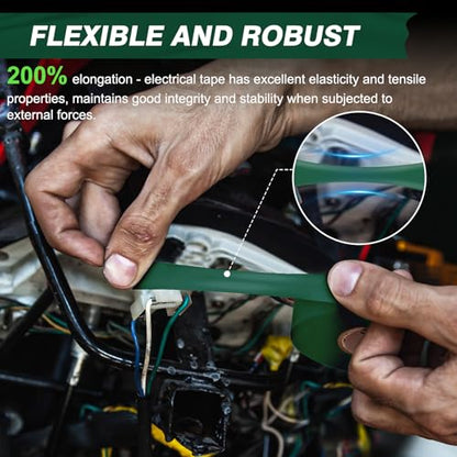 Electrical Tape, 10 Rolls General Use PVC Electric Tape, UL/CSA Listed ¾ in x 66 ft Insulating Vinyl Tape for Electrical, Repairs, Automotive and Equipment, EE-100, Green
