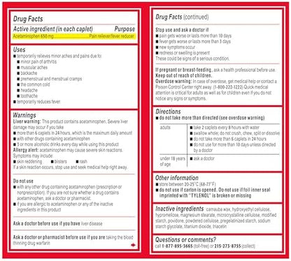 Tylenol Acetaminophen 650mg Extended Release Caplets, 8 Hour Arthritis Pain Relief, Joint Pain Reliever, Fever Reducer, Fast & Long-Lasting Relief, Oral Medicine for Minor Aches, 225 Count