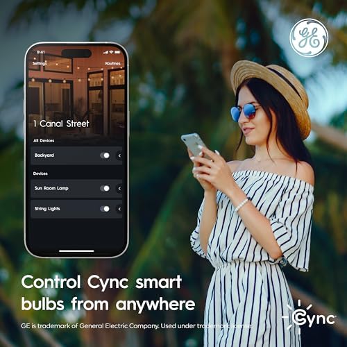 Cync GE A19 Smart LED Light Bulbs, Color Changing Room Décor, Works with Alexa and Google Home, Matter Compatible, LED Lights for Bedroom, Millions of Colors and White Tones (4 Pack)