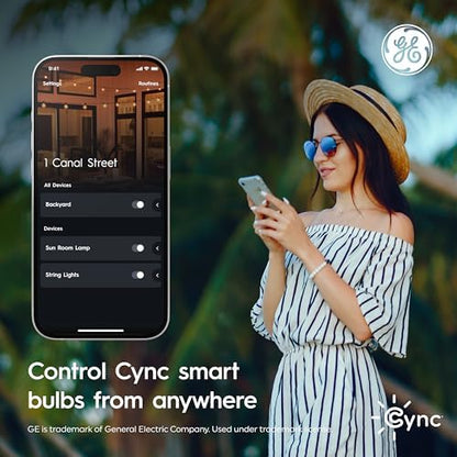 Cync GE A19 Smart LED Light Bulbs, Color Changing Room Décor, Works with Alexa and Google Home, Matter Compatible, LED Lights for Bedroom, Millions of Colors and White Tones (4 Pack)