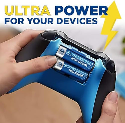 Powermax 60-Count Double AA Batteries, Ultra Long Lasting Alkaline Battery for Home and Office, 10-Year Shelf Life, Reclosable Packaging