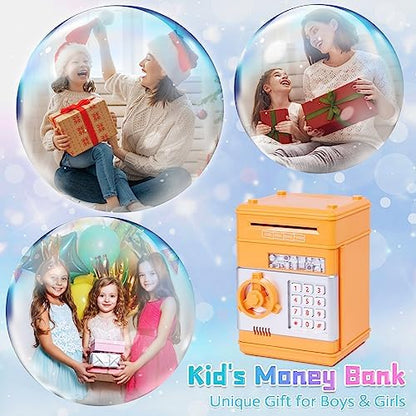 Refasy Piggy Bank Cash Coin Can ATM Bank Electronic Coin Money Bank for Kids Age 3-12, Money Savings Box Mini ATM Coin Bank Toys Gifts for 3 4 5 6 7 8 9 10 11 12 Year Old Boys Girls