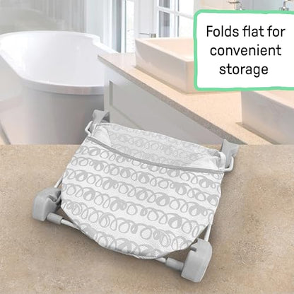 Ingenuity Foldaway 2-Position Baby Bath Seat, Adjustable Support for Sink or Bathtub, Ages 0-6 Months up to 20 Pounds, Machine-Washable Sling