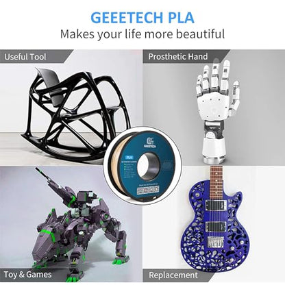 Geeetech PLA Filament 1.75mm Bone White 3D Printer Filament 1kg(2.2lbs), Neatly Wound Bone PLA Filament, Dimensional Accuracy +/- 0.02 mm, Fit Most FDM 3D Printers