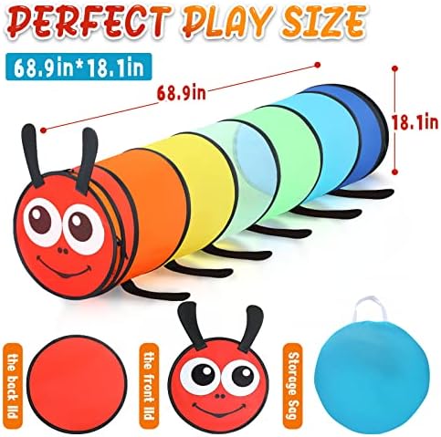 Moncoland Kids Play Tunnel Tent for Toddlers, Pack of 2 Colorful Pop Up Crawl Tunnel Toy Baby or Pet, Collapsible Gift Boy and Girl Tunnel Indoor Outdoor Game