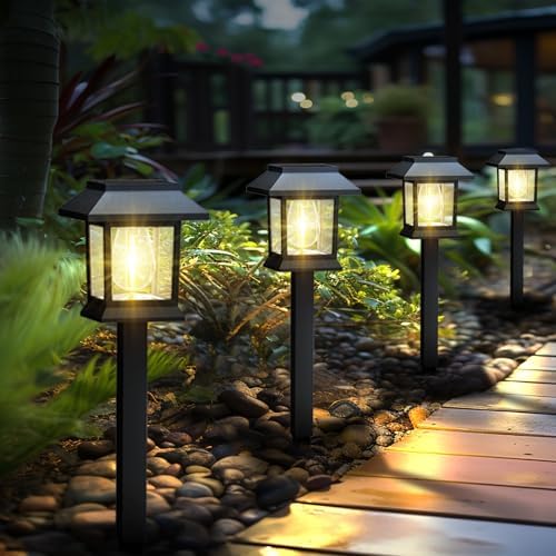 Solar Lights Outdoor,12 Pack Waterproof Auto On/Off Solar Pathway Lights for Your Garden, Landscape, Path, Yard, Patio, Driveway,Walkway Decor