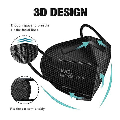 LEMENT KN95 Face Masks 100 Pack,5-Ply Breathable Cup Dust Disposable Masks For Adult,Teenager
