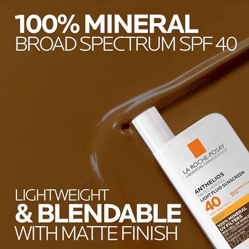 La Roche-Posay Anthelios Sunscreen SPF 50, Ultra-Light Fluid Broad Spectrum SPF 50, Face Sunscreen with Titanium Dioxide Mineral, Lightweight & Fast-Absorbing, Oil-Free, Matte Finish