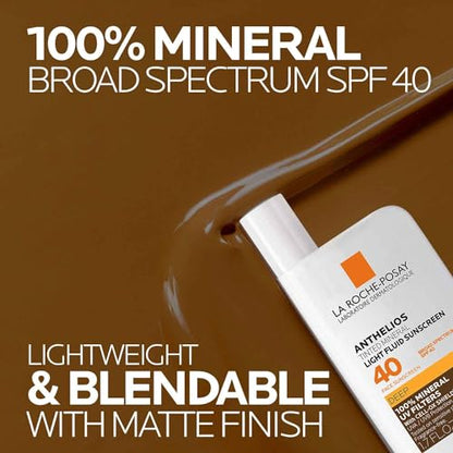 La Roche-Posay Anthelios Sunscreen SPF 50, Ultra-Light Fluid Broad Spectrum SPF 50, Face Sunscreen with Titanium Dioxide Mineral, Lightweight & Fast-Absorbing, Oil-Free, Matte Finish