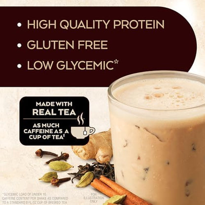 Atkins Chai Tea Latte Flavored Protein Shake, High Protein Shake, Low Glycemic, Low Carb, Low Sugar, Keto Friendly, Gluten Free, 12 count (3 sets of 4)