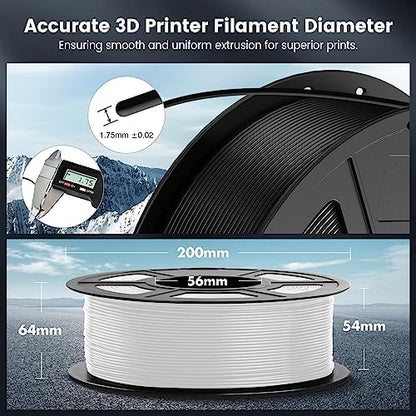 SUNLU 4kg PLA 3D Printer Filament Bundle, Neatly Wound Filament 1.75mm ±0.02mm, Individually Vacuum Packed, 4kg in Total, 1kg per Spool, 4 Pack, 4000g, Black+Black+White+White