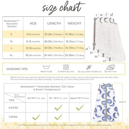 Burt's Bees Baby Unisex Beekeeper Wearable Blanket, Organic Cotton - Light Weight or Medium Weight - Newborn Essentials