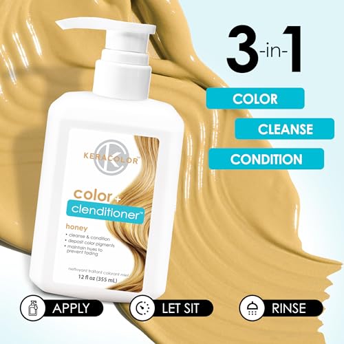 Keracolor Color + Clenditioner 3-in-1 Color-Depositing Conditioner, Gently Cleanses & Conditions, Semi-Permanent Hair Color, 23 Shades, 12 Fl Oz