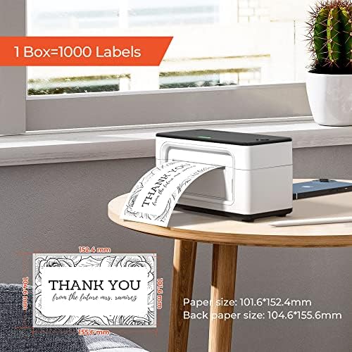 MUNBYN 4x6 Inch Direct Thermal Labels, 1000 Labels/2 Stacks(500 Pcs per Stack), Fanfold Shipping Label Paper for Thermal Printers, Permanent Adhesive Mailing Postage Labels for Shipping Packages