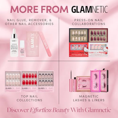 Glamnetic Press On Nails - Goal Digger | Glossy, Semi-Transparent, Short Round Nails, Reusable | 12 Sizes - 30 Nail Kit with Glue