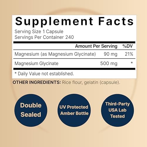NatureBell Magnesium Glycinate 500mg, 480 Capsules (2 Pack) | 100% Chelated for Max Absorption | Muscle, Enzyme & Heart Support | Non-GMO, Gluten-Free
