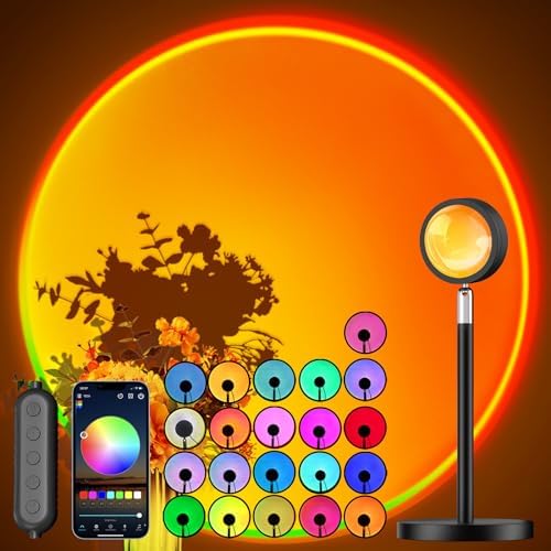 Sunset Lamp Projector with APP and Button Control, Multicolor Changing Projection Light Sunlight Lamp for Bedroom, Photography, Party, Tiktok Live, Room Decor
