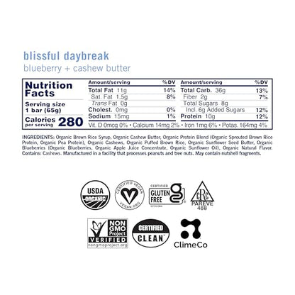 GoMacro Macrobar Organic Vegan Protein Bars - Blueberry + Cashew Butter (2.3 Ounce Bars (Pack of 12)