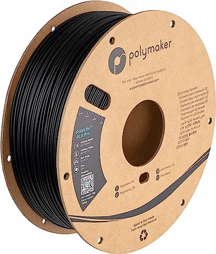 Polymaker PLA PRO Filament 1.75mm 1kg, Tough & High Rigidity Black 3D Printing Filament, PolyLite PLA PRO 3D Printer Filament 1.75mm, Print with Most 3D Printers