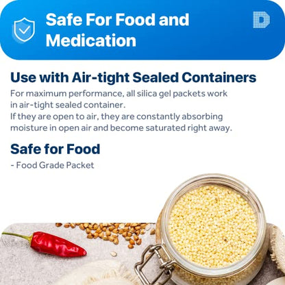 Dry & Dry 500 Gram [2 Packets] Silica Gel Packets Desiccants, Silica Packets - Rechargeable Silica Gel Packs, Moisture Absorbers, Desiccants Packets, Silica Gel