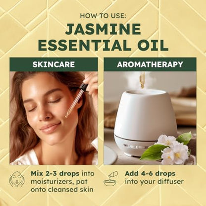 Kukka Jasmine Essential Oil for Diffuser - 4 Fl Oz - 100% Pure Natural Jasmine Oil for Skin, Hair & Soap Making Scents - A Great Relaxing Floral Addition for Hair Care & Perfume