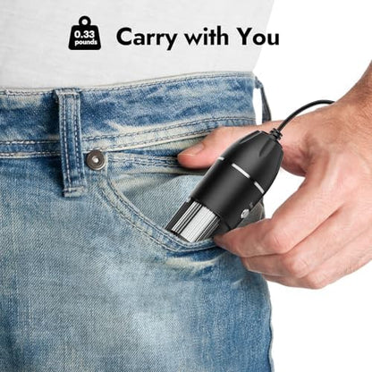 Digital Microscope - 50X-1600X Portable USB Microscope with Adjustable Stand, Compatible with iPhone, iPad, Android