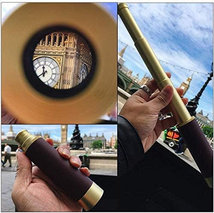 Retro Pirate Telescope Zoomable 25x30 Spyglass Portable Collapsible Handheld Telescope Vintage Monocular for Kids & Survival Gear Compass Pocket Military Compass for Camping Boating