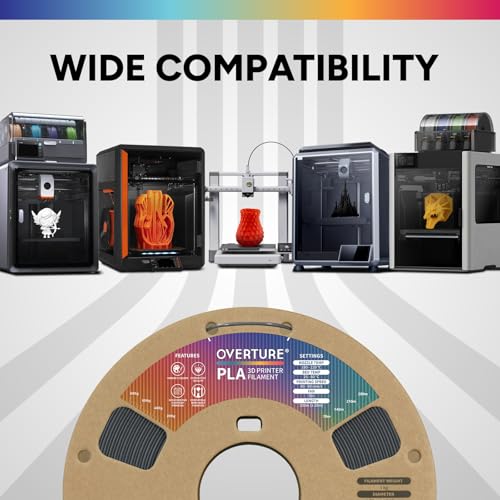 OVERTURE PLA Filament 1.75mm, Neatly Wound 3D Printer Filament 1kg Spool (2.2lbs), Dimensional Accuracy +/- 0.02 mm, Fit Most FDM 3D Printers (Cement Gray)