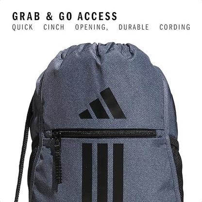 adidas Alliance Sackpack, Drawstring Backpack, Lightweight Small Gym Bag for Women and Men, Twill Onix Grey/Black, One Size