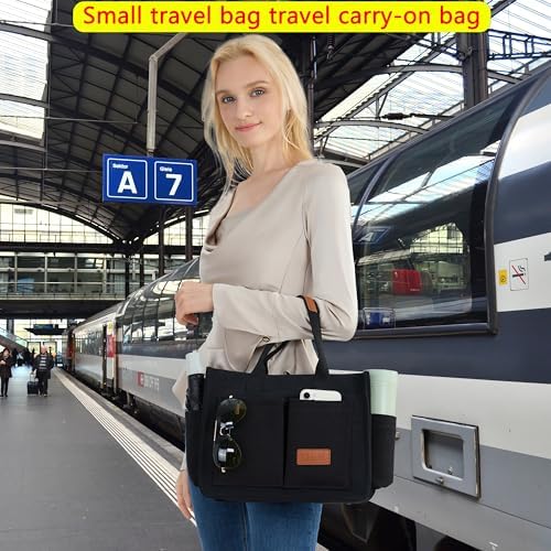Tote Bag for Women With Compartments,Large Canvas Tote Women's Purse Crossbody Bags Work Laptop Book Bag Satchels Handbags