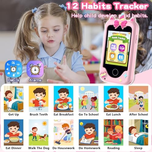 Kids Phone Toys for Girls, 3 4 5 6 7 8 Year Old Boys Girls Christmas Birthday Gifts for Kids, 2.8" Touchscreen Smartphone Toddler Cell Phone, Children Play Toy Phone with Camera, Game, Music, 8GB Card