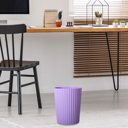 JiatuA Small Trash Can Plastic Wastebasket Round Garbage Container Bin for Bathroom, Kitchen, Bedroom, Home Office, College Dorm, Taro Purple