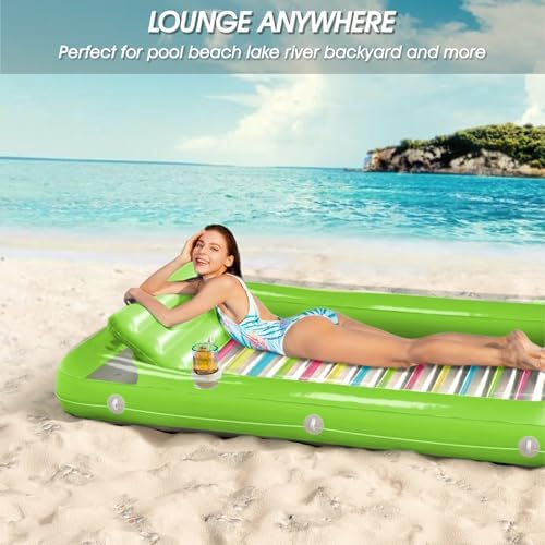 Inflatable Tanning Pool Lounger Float - Jasonwell 4 in 1 Sun Tan Tub Sunbathing Pool Lounge Raft Floatie Toys Water Filled Tanning Bed Mat Pad for Adult Blow Up Kiddie Pool Kids Ball Pit Pool