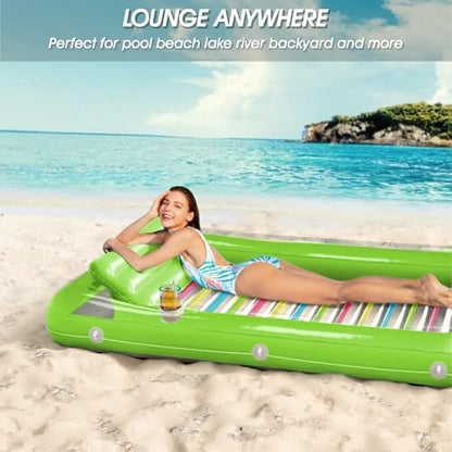 Inflatable Tanning Pool Lounger Float - Jasonwell 4 in 1 Sun Tan Tub Sunbathing Pool Lounge Raft Floatie Toys Water Filled Tanning Bed Mat Pad for Adult Blow Up Kiddie Pool Kids Ball Pit Pool