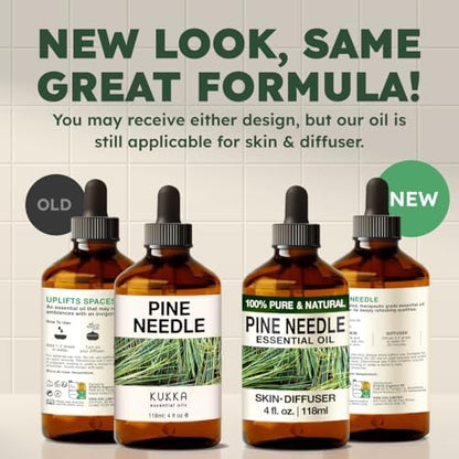 Kukka Pine Essential Oil for Diffuser - 4 Fl Oz - 100% Pure Natural Pine Oil, Woody Scent, for Candle & Soap Making Scent DIY