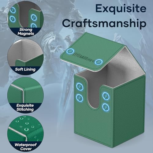 Mlikero 4 Pack Card Deck Box, Commander Deck Box Holds 400+ Single Sleeved Cards with 4 Dividers, Leather Magnetic Card Box Fit for MTG, TCG (4 Colors)