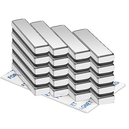 MIKEDE 30 Pcs Strong Neodymium Bar Magnets with Epoxy Coating,Waterproof Magnets with Adhesive Backing for Tool Room, Kitchen, Crafts, Whiteboard, Cabinet Doors - 1.57 x 0.39 x 0.20 in