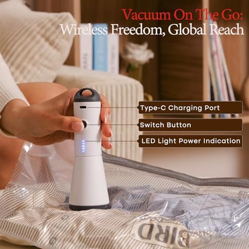 Vacuum Bags for Travel with Rechargeable air Pump, 15 Pack Carry-on Size Compression Packing Bags for Luggage and Suitcase, Space Saver for Clothes and Clothing Travel