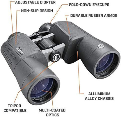 Bushnell PowerView 2 Binoculars, High-Definition Binoculars with Multi-Coated Lenses, Durable Aluminum Alloy Chassis, Wide Field of View, Ideal for Wildlife Observation, Hiking and Sporting Events