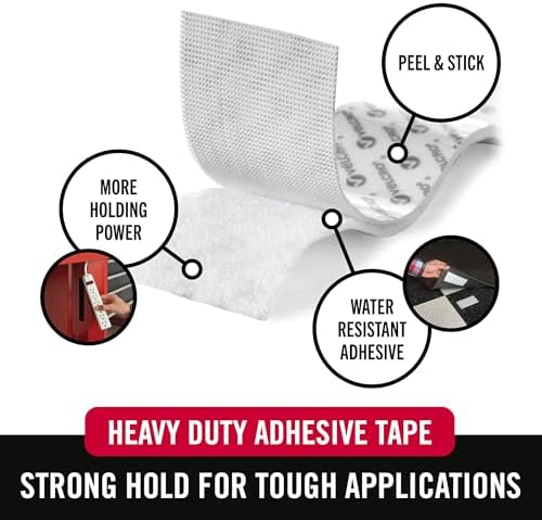 VELCRO Brand Industrial Strength Fasteners | Stick-On Adhesive | Professional Grade Heavy Duty Strength Holds up to 10 lbs on Smooth Surfaces | Indoor Outdoor Use | 15ft x 2in Tape, White