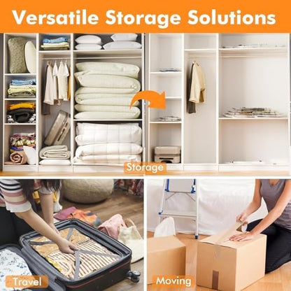 10 Small Vacuum Storage Bags with Electric Pump,Plastic Packaging Bags, Space Saver Bag for Clothes, Mattress, Blanket, Duvets, Pillows, Comforters, Travel