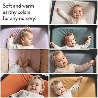 Bassinet Fitted Sheets 33x20 for Baby Beside Dreamer Bassinet & Bedside Sleeper – Snuggly Soft 100% Jersey Cotton – Light + Dark Sage Green – 2 Pack