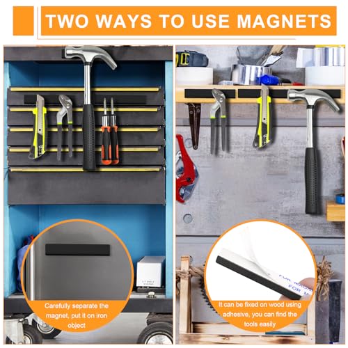 MIKEDE Black Magnets, 30 Pack Strong Neodymium Magnets Bar, Heavy Duty Rare Earth Magnet with Adhesive Backing, Powerful Bar Magnet for Crafts Kitchen DIY Science Office - 2.36 x 0.4 x 0.2in