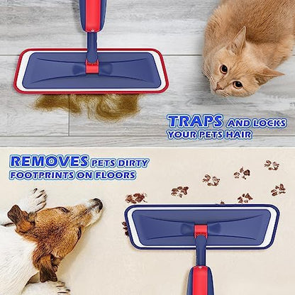Wet Dust Mops for Hardwood Floor Cleaning - MEXERRIS Spray Mops with 4X Reusable Washable Pads 2X Bottles Microfiber Wood Floor Mop Home Commercial Use for Hardwood Wood Laminate Ceramic Tiles