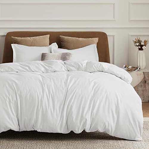 Bedsure White Duvet Cover Queen Size - Soft Double Brushed Bedding Set for Kids & Adults, Zipper Closure, 3 Pieces, Includes 1 Duvet Cover (90"x90") & 2 Pillow Shams, NO Comforter